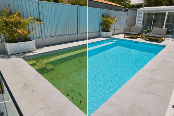 Apa verde in piscina.