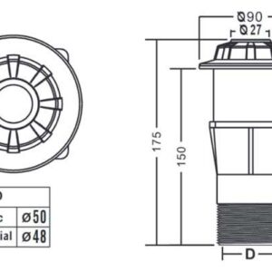 Duza refulare perete beton orientabila EM2828C, 1.5" F.E.