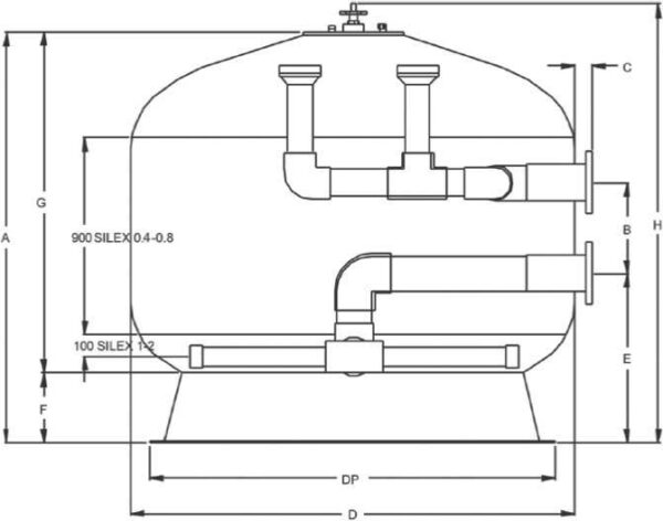 filtru bobinat fiberpool d1050 conexiune 90mm 1
