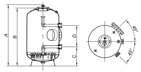 filtru bobinat fiberpool italy d1200 conexiune 90mm 1