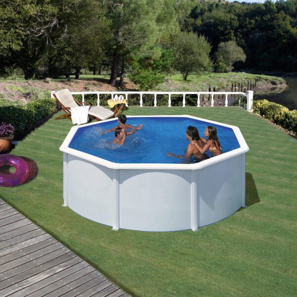 piscina prefabricata rotunda cu pereti metalici albi f300 x h 120cm