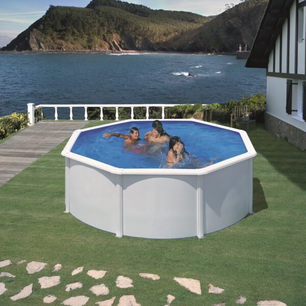 piscina prefabricata rotunda cu pereti metalici albi f350 x h 120cm