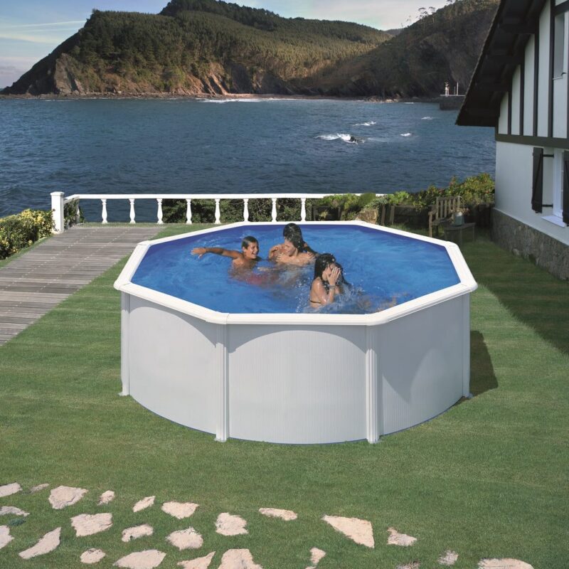 Piscina prefabricata rotunda cu pereti metalici albi ф350 х h 120cm