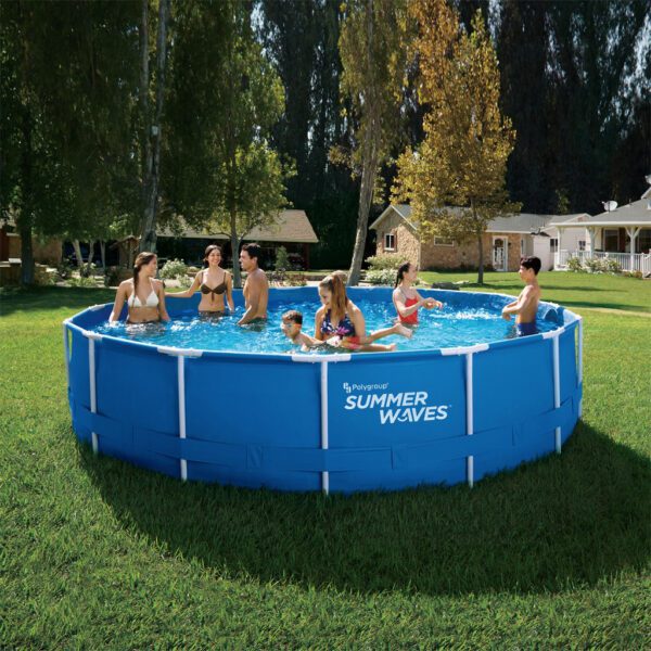 piscina rotunda cu cadru metalic family summer waves dimensiuni 457